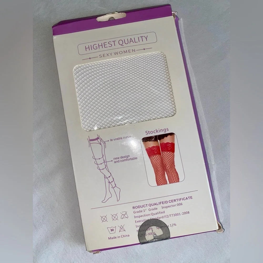 🌻5/$25🌻TEMPTLIFE Net Socks Small Fishnet WHITE Lace Top Thigh Highs | ONE SIZE |